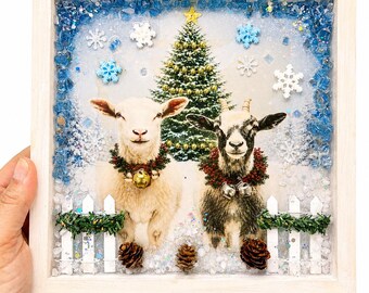 Christmas Goat Crushed Glass Kit, DIY Christmas Craft, Goat Lover Gift, Resin Art Kit