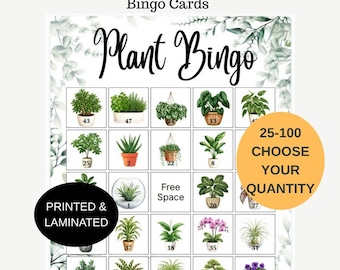 Printed & Laminated Number Plant Bingo cards, Custom Plant Bingo card with logo. Plant Bingo Number cards, Plant image number bingo card