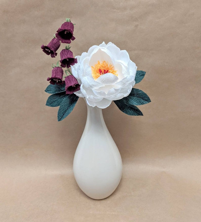 Paper Flower Peony Bouquet Small Posy, Symbol of Hope and Healing, Thank You Gift, Vignette Staging, Desk Accessory, Handmade Gift image 1