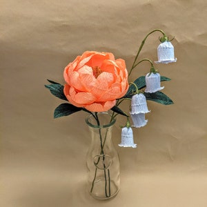 Paper Flower Peony Bouquet Small Posy, Symbol of Hope and Healing, Thank You Gift, Vignette Staging, Desk Accessory, Handmade Gift image 6