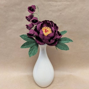 Paper Flower Peony Bouquet Small Posy, Symbol of Hope and Healing, Thank You Gift, Vignette Staging, Desk Accessory, Handmade Gift image 5