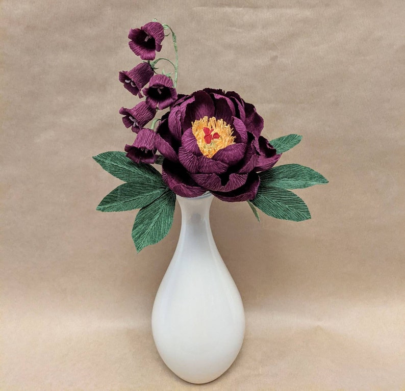 Paper Flower Peony Bouquet Small Posy, Symbol of Hope and Healing, Thank You Gift, Vignette Staging, Desk Accessory, Handmade Gift image 5