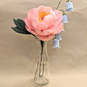 Paper Flower Peony Bouquet Small Posy, Symbol of Hope and Healing, Thank You Gift, Vignette Staging, Desk Accessory, Handmade Gift image 3