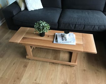 Natural oak farmhouse coffee table