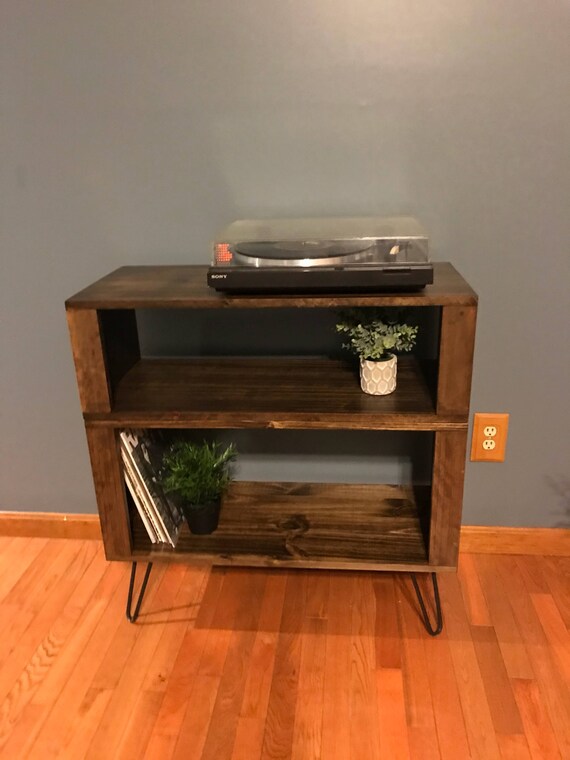 Mid Century Record Cabinet W Vinyl Record Storage Hairpin Etsy