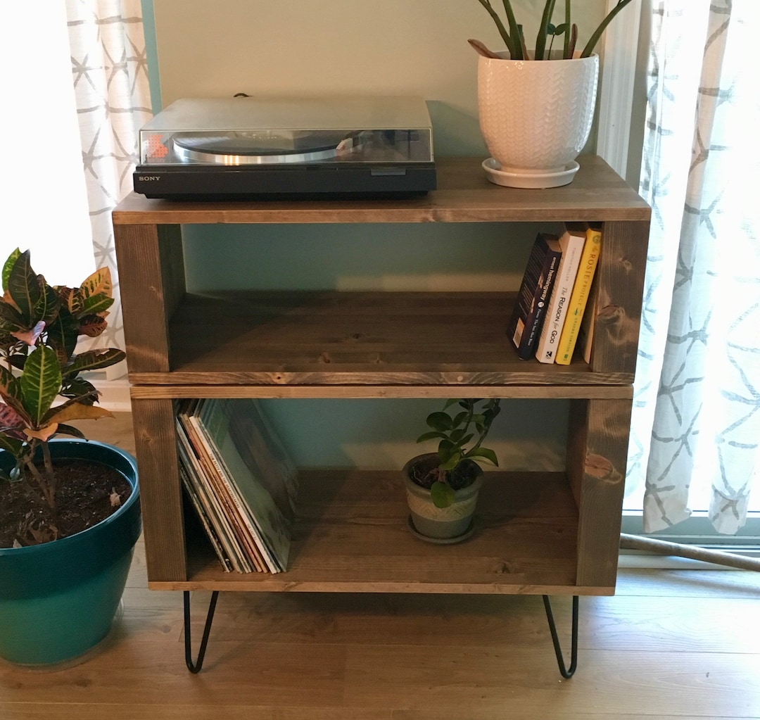 Mid-century Modern Solid Wood Record Player Stand | Vinyl Storage - Etsy