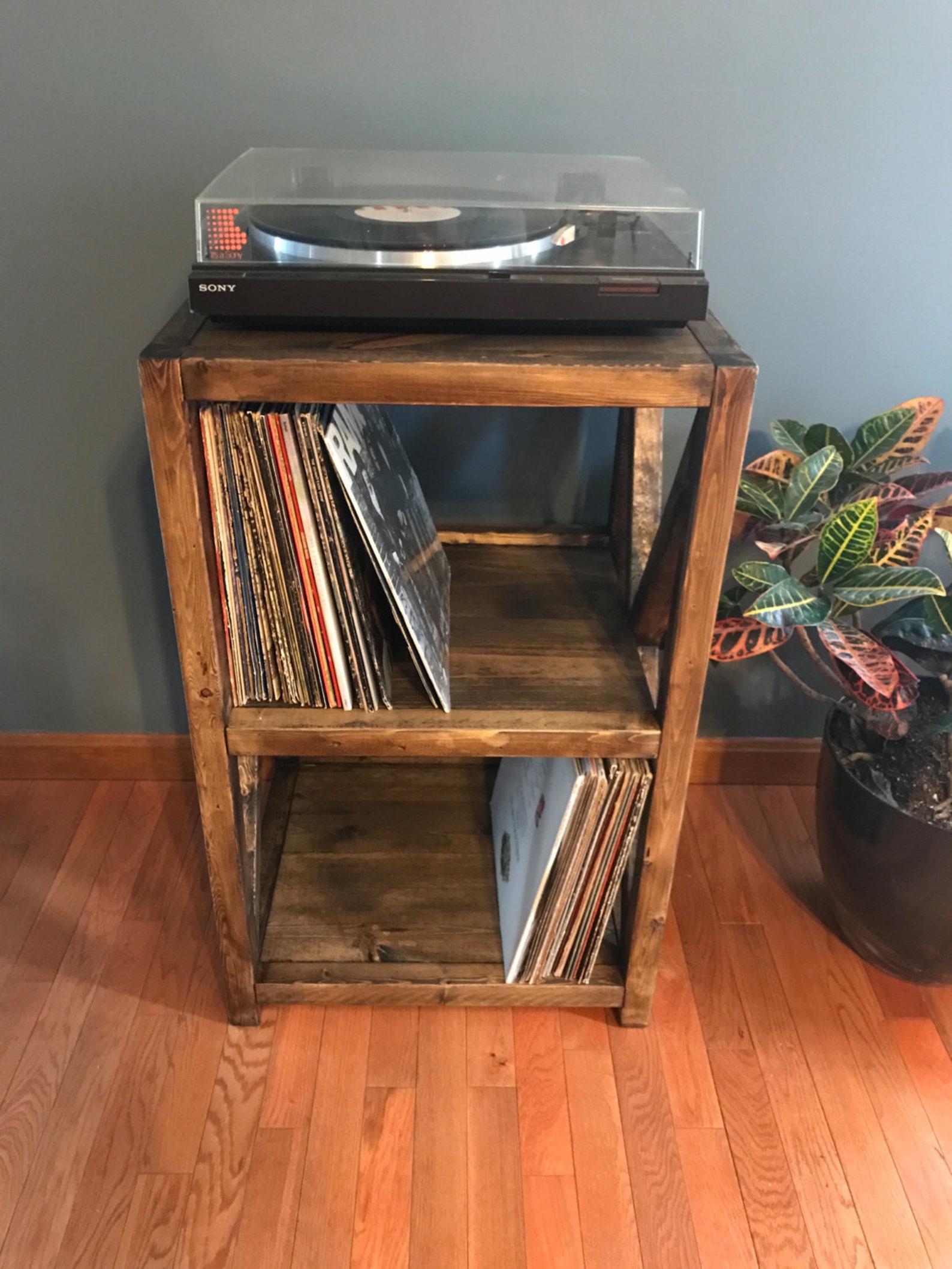 Rustic Record Player Stand Vinyl Storage Turntable Stand Etsy