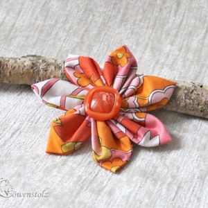 Stofblume in Retro Look, original 1970s polyester fabric, Dekoblume, table decorations, embellishment of bags, clothing, gift packaging