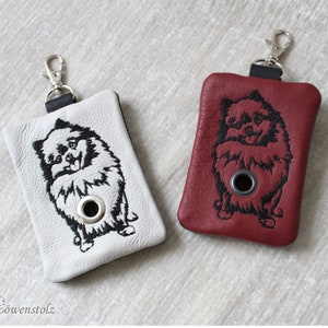 Leather poop bag dispenser, dog poop bag, SPITZ, dog bag, dispenser for dog waste bags, genuine leather, embroidery