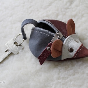 Topo in pelle, portachiavi in pelle, portachiavi, portafoglio, portamonete, portamonete