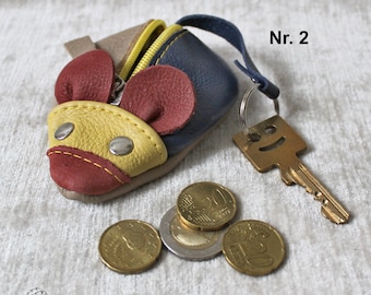 Leder Maus, Leder-Schlüsseletui, Schlüsseltasche, Geldbörse, Münzbörse, Münztäschchen