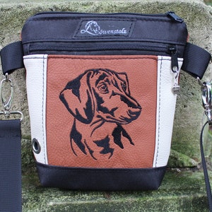 Gassitasche, DACKEL, Gassigeh-Tasche, Hundetasche, Bauchtasche, Hüfttasche, Umhängetasche, Gürteltasche, Embroidery, Faux leather
