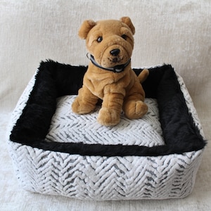 Dog bed, cat bed, cuddly, upholstery fabric, faux fur, for small dogs, washable