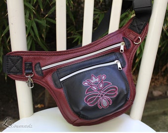 Hip Bag, Leder Hip Bag, Bauchtasche, Rindsleder, Bestickung