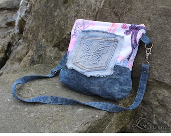 Bolso Vaqueros, upcycled, bolso de hombro, bolso de hombro, cordón, jeans, paisley