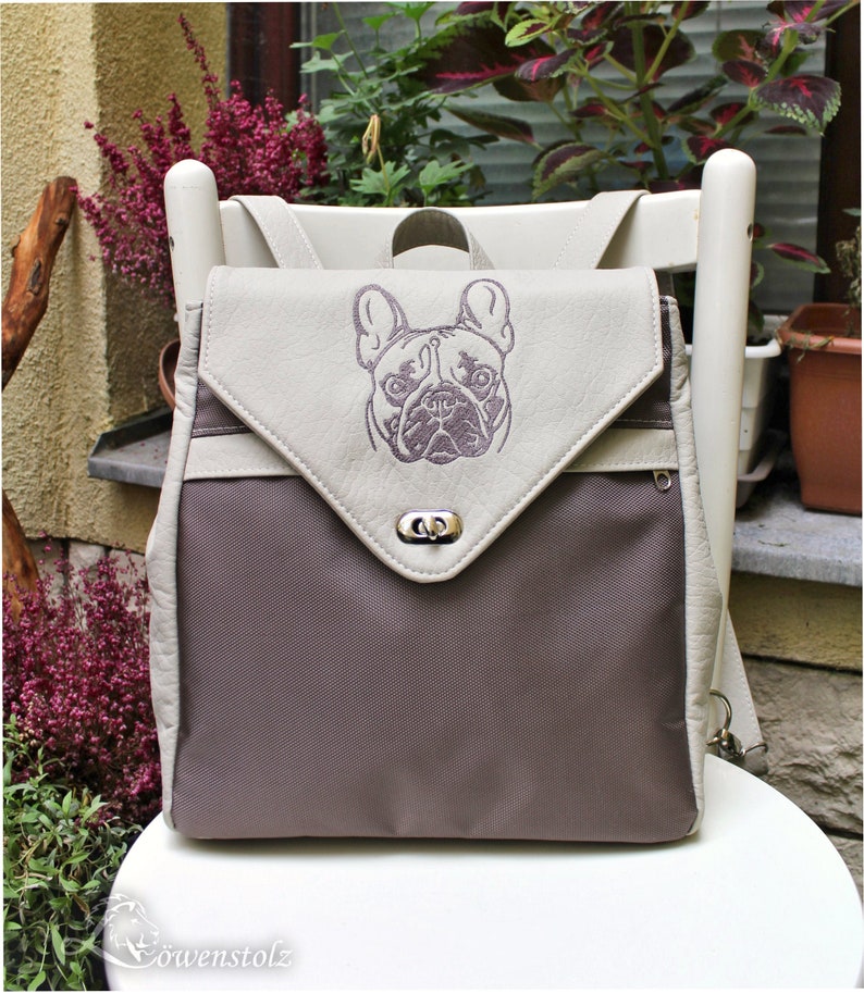 Backpack FRENCH BULLDOG Dog Backpack Embroidery Faux Etsy