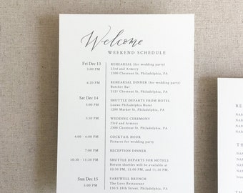 Printable Wedding Welcome Note, Calligraphy Weekend Itinerary, Schedule of Events, Editable Digital Template, 5x7, 8.5x11, Templett #1012