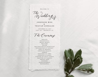 Printable Wedding Program, Minimal Calligraphy, Order of Service, DIGITAL FILE, Editable Template, Instant Download, 4x9, Templett #1012