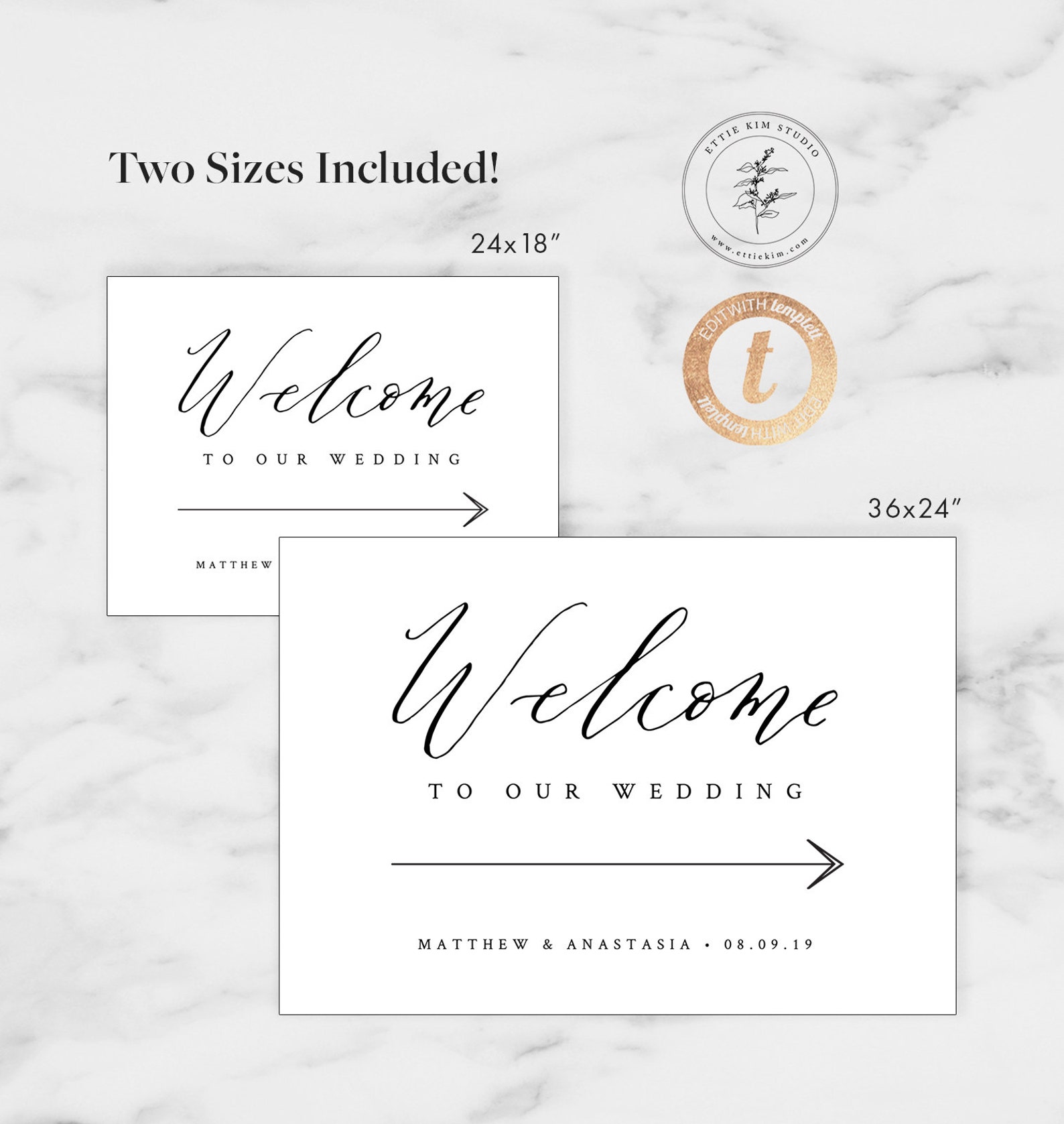 Directional Wedding Welcome Printable Template Arrow Editable - Etsy