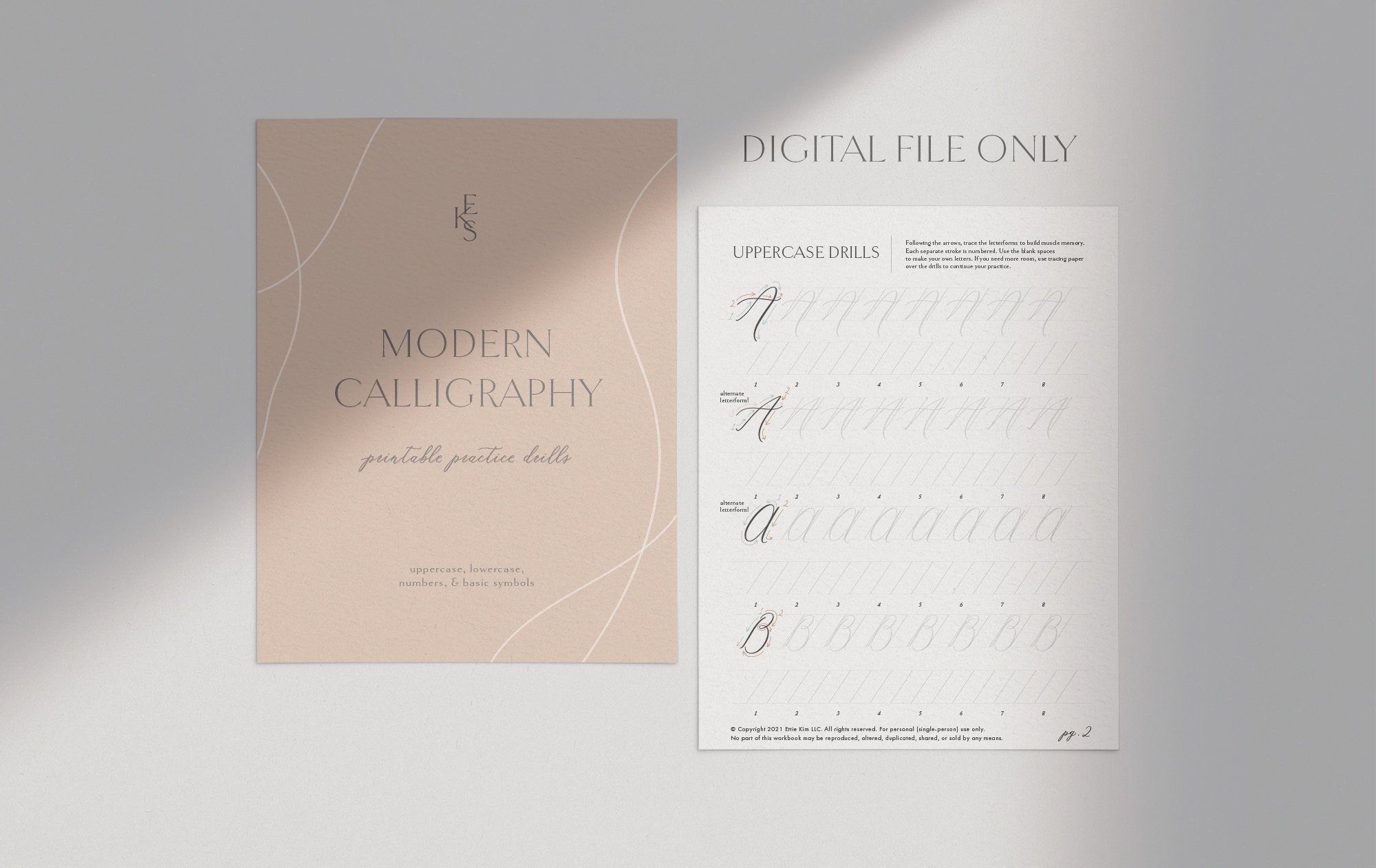 Modern Calligraphy Printable Practice Sheets Digital | Etsy