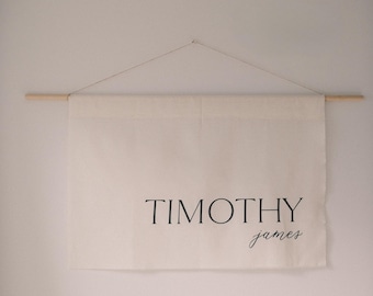 Letrero de tela personalizado con el nombre de Dohl Baekil: pancarta con el nombre de la guardería, decoración de pared para habitación infantil