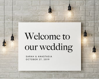 Modern Typography Welcome Sign, Minimal Type Wedding Template, Editable Printable Digital File, 14x11, 24x18, 36x24, Templett, Elizabeth