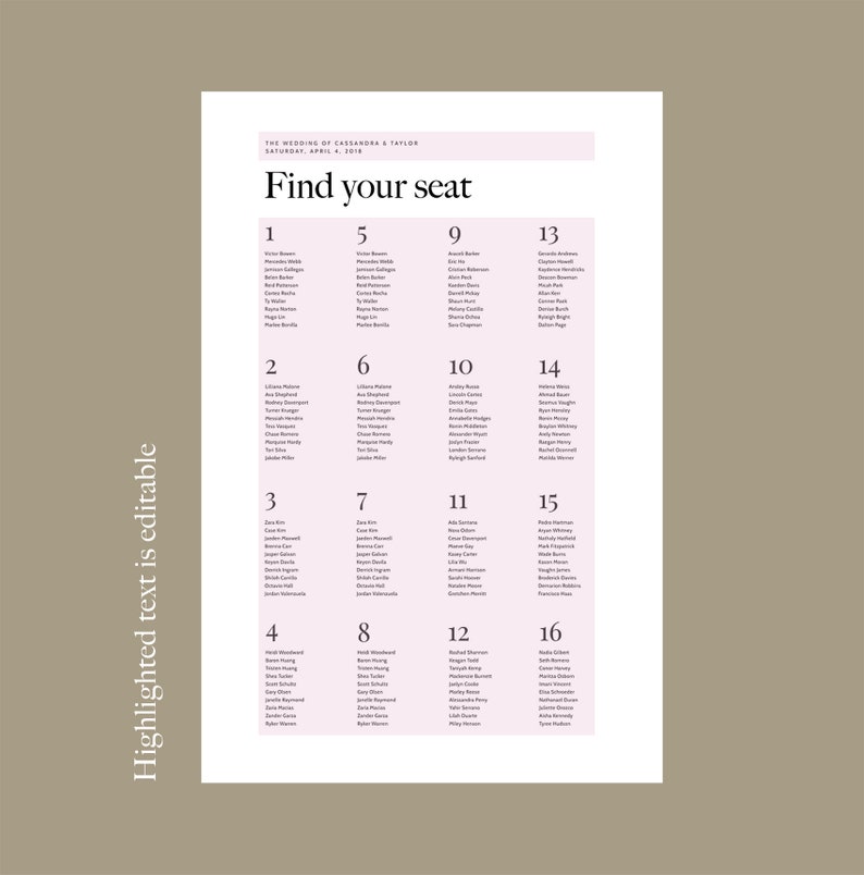 Wedding seating chart template excel image