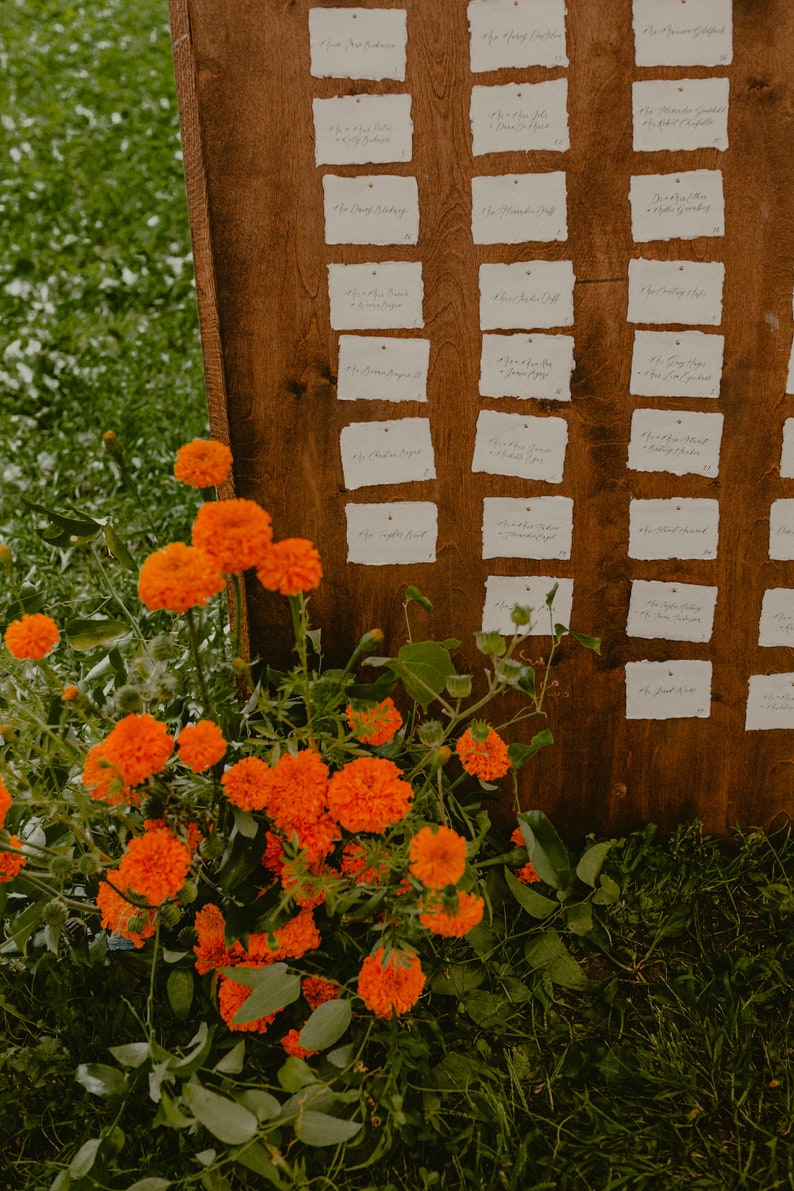 Handmade Paper Place Cards Organic Calligraphy Escort Cards