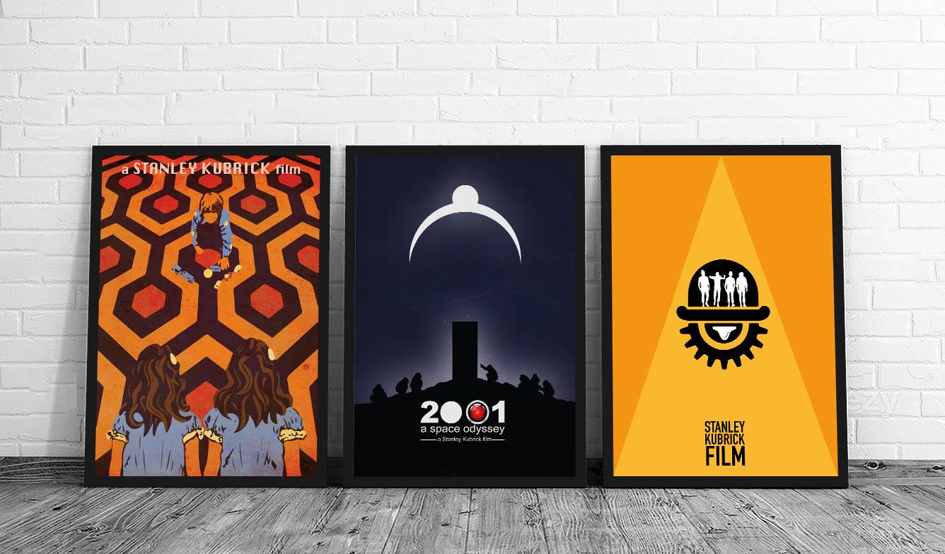 Stanley Kubrick Minimalist Poster Set of 3 Films The Shining A Clockwork Orange 2001: A Space Odyssey Print Collectibles Cult Movies WallArt