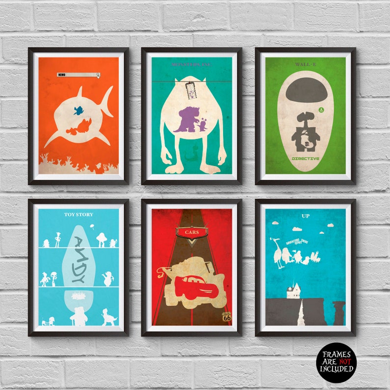 Disney And Pixar 6 Animations Alternative Minimalist Poster Image 0