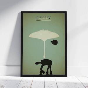 Star Wars Minimalist Poster Episode V 5 The Empire Strikes Back George Lucas Jedi Skywalker Darth Wader Obi-Wan Kenobi Han Solo Illustration