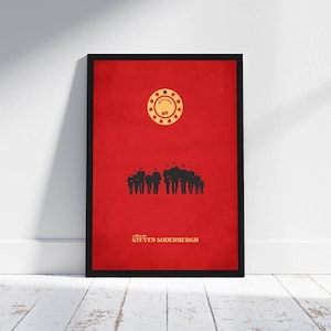 Ilustración de póster minimalista de la película Ocean's Eleven del artista CubicPrints WallArt Steven Soderbergh. Impresiones de arte de fan. Regalo genial para amantes del cine.