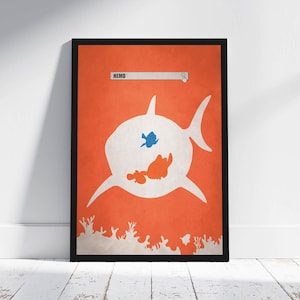 Finding Nemo minimalistische poster Disney en Pixar animatie alternatieve print woondecoratie illustratie bioscoopkunstwerk muurkunst hangend cool cadeau