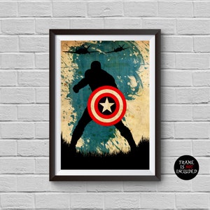 The Avengers Captain America Minimalist Watercolor Vintage Poster Avengers Collectibles Print Steve Rogers Chris Evans Artwork Home Decor