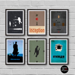 Chirstopher Nolan Minimalist Poster Set 6 Films Interstellar Inception The Prestige Dunkirk Tenet Memento Collectibles Cult Movies WallArt