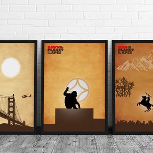 The Planet of Apes Trilogy Minimalist Movie Poster Illustration by Artist CubicPrints WallArt Cult Movies Fan art Cool Gift for Movie Lovers
