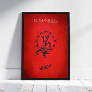Twelve Monkeys Minimalist Poster Terry Gilliam Alternative Movie Print Bruce Willis Brad Pitt Collectibles WallArt Decor Cult Movies