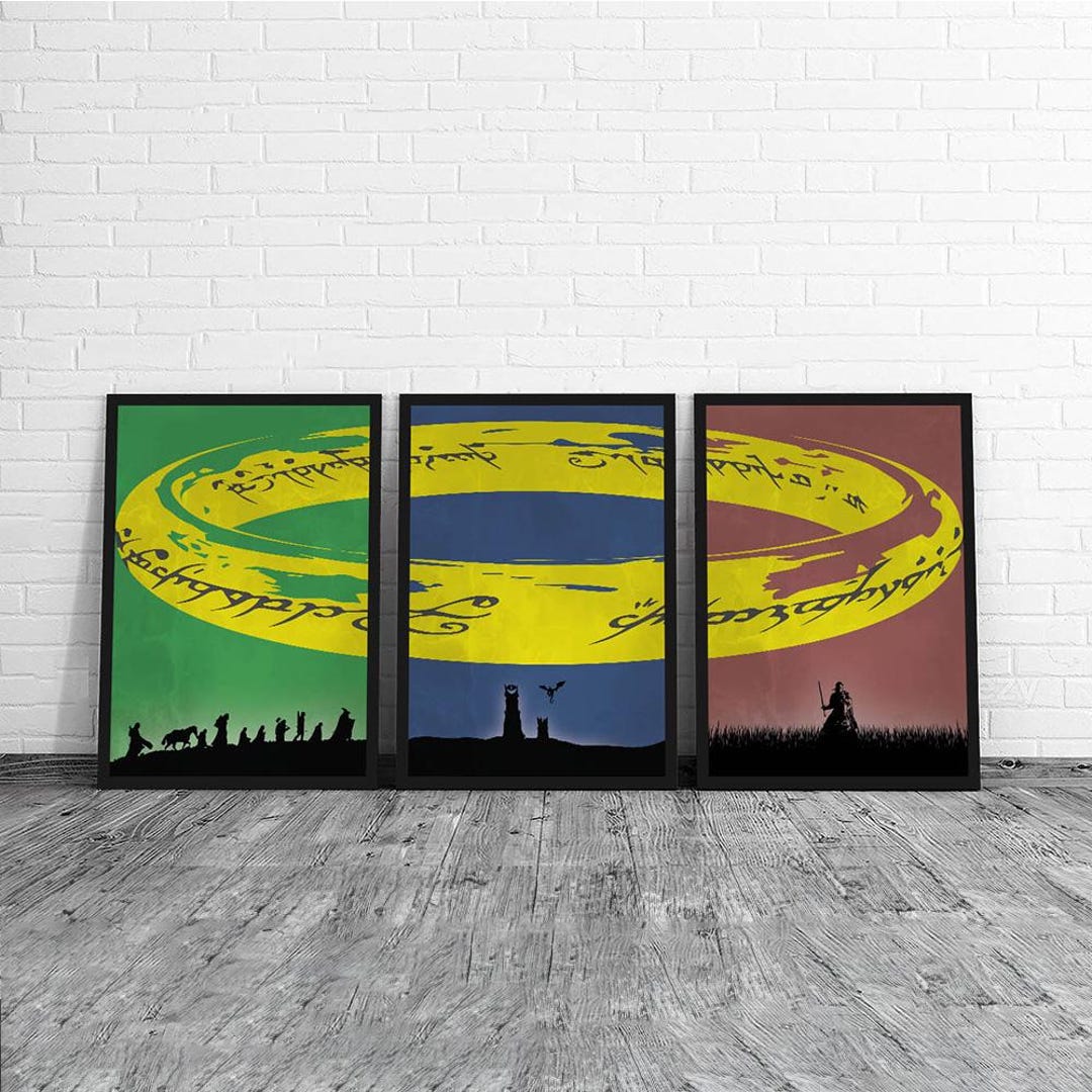 The Lord of the Rings Trilogy Poster Set 3 Minimalist Movie Print ...