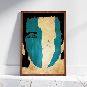 Braveheart Minimalist Poster Mel Gibson Alternative Vintage Retro Cult Movie Print William Wallace Illustration Collectibles Cinema WallArt