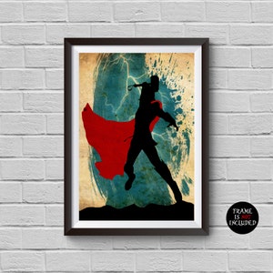 The Avengers Thor Minimalist Watercolor Vintage Poster Avengers Collectibles Print Chris Hemsworth Ragnarok Artwork Home Decor Wall Art Gift