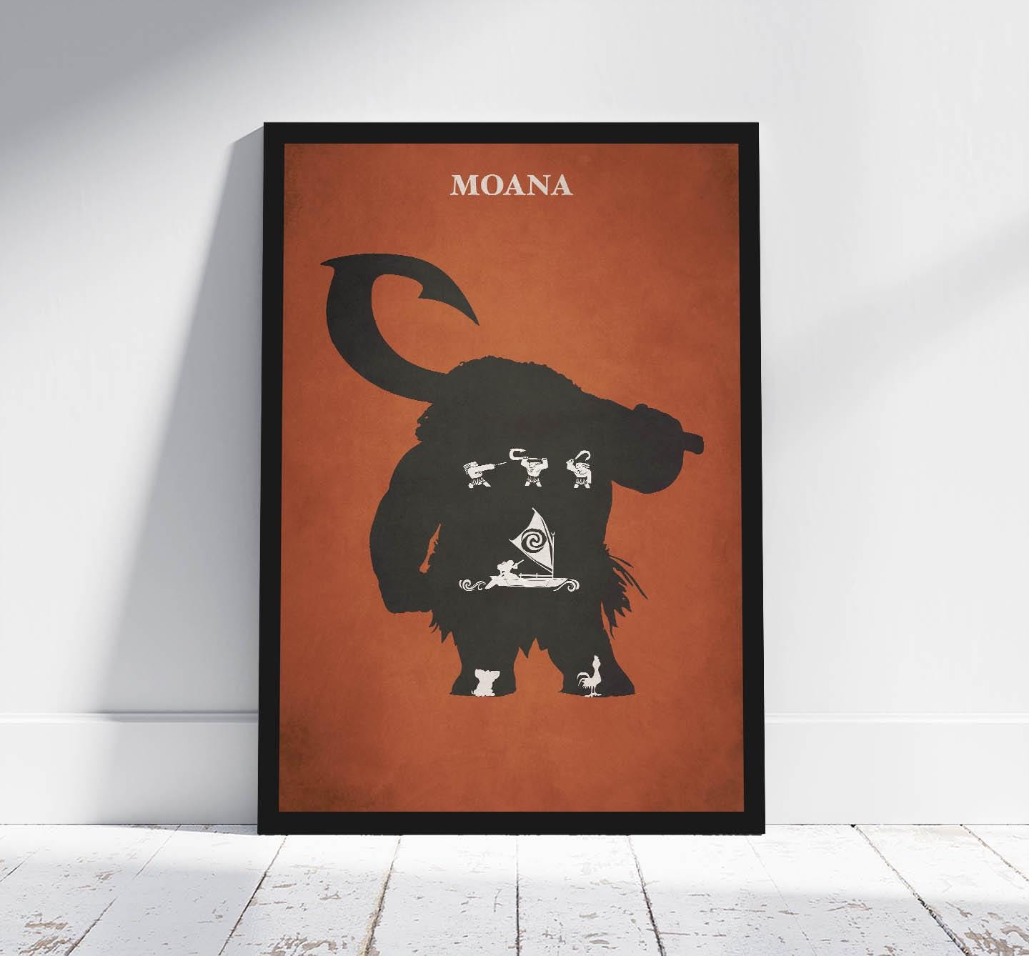 Moana Minimalist Poster Disney Princess Moana Animation Movie Alternative Print Home Decor Illustration Artwork Wall Art Hanging Cool Gift