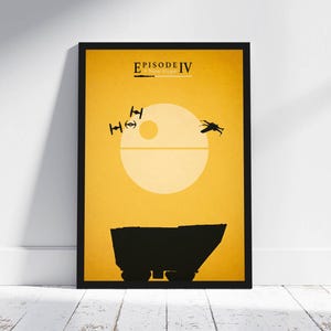 Star Wars Minimalist Poster Episode IV 4 A New Hope George Lucas Jedi Skywalker Darth Wader Obi-Wan Kenobi Han Solo WallaArt Illustration