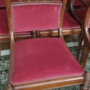 Red Velvet Dining Chair Set: 6 Side Chairs, 2 Armchairs