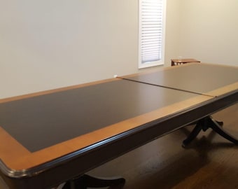 Rectangle Dining Room Table hidden extension 100" Lx 45" W  Brown/ beige border