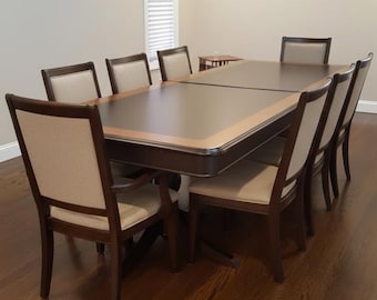 Large Extendable Family Dining Table with Butterfly Leaves – Dark Walnut