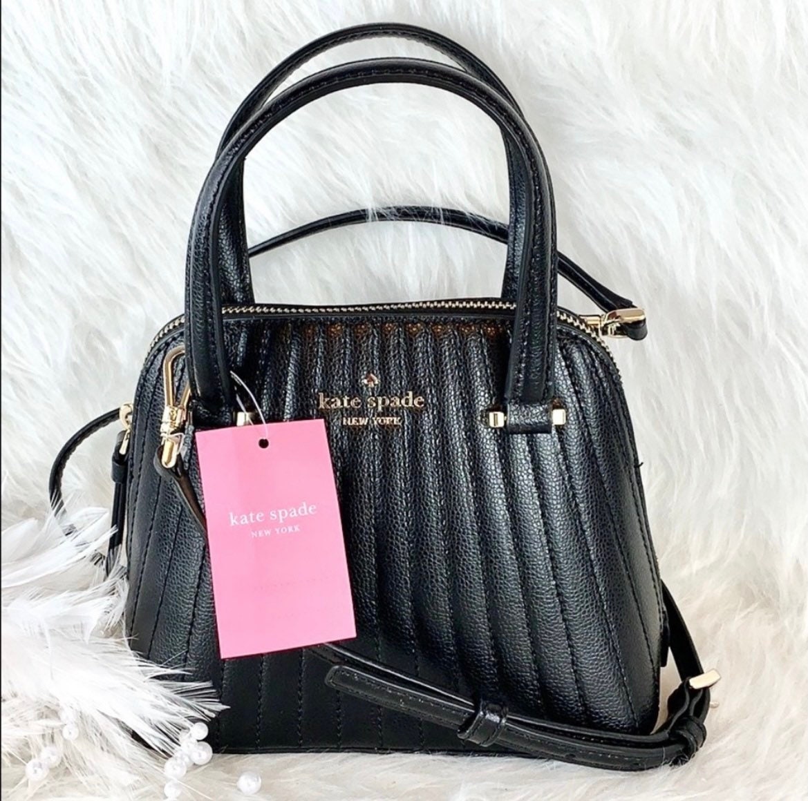 NEW! Kate Spade Patterson Drive Quilted MINI Dome Satchel,Purse Bag Black  $299 