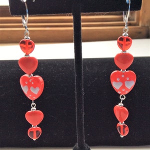 Red Heart Earrings Valentine's Earrings Love Earrings Holiday Earrings Valentine's Day Jewelry Dangle Earrings Heart Earrings image 2