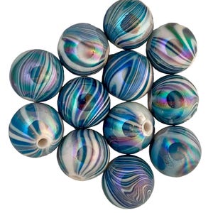 Marble Acrylic Beads, Iridescent Beads, Round Gumball Bubblegum Beads, 14mm Acrylic Beads, Jewelry Making, DIY Keychain, Kids Crafts