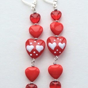 Red Heart Earrings Valentine's Earrings Love Earrings Holiday Earrings Valentine's Day Jewelry Dangle Earrings Heart Earrings image 1