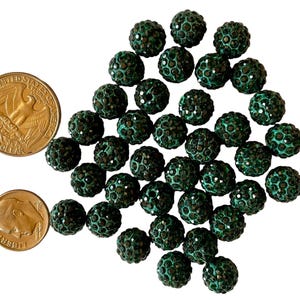 10mm Emerald Green Shambala Pave Rhinestone, Crystal Diamond Clay, Pave Beads, Bling Beads, Rhinestone Pave Beads, Shambala balls, Green